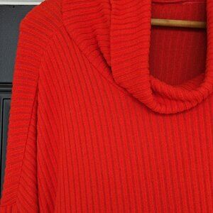 Anthropologie Saturday Sunday Ribbed Oversized Vibrant Red Cowl Neck Sweater XS